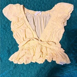 Altar'd State Light Yellow Ruffled Blouse